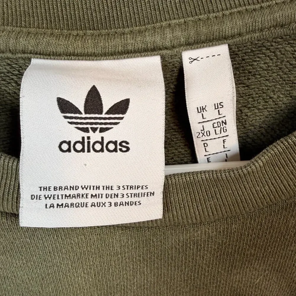 Adidas Trefoil Logo Crewneck Sweatshirt Olive Green Mens Size Large